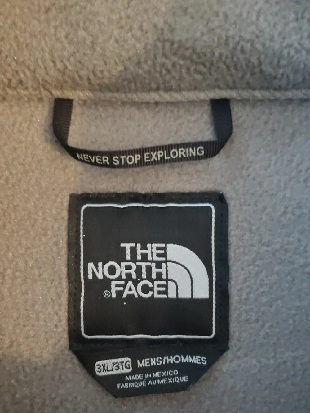 The North Face Two-Tone Gray and Black Denali Fleece Jacket with Blue Accents